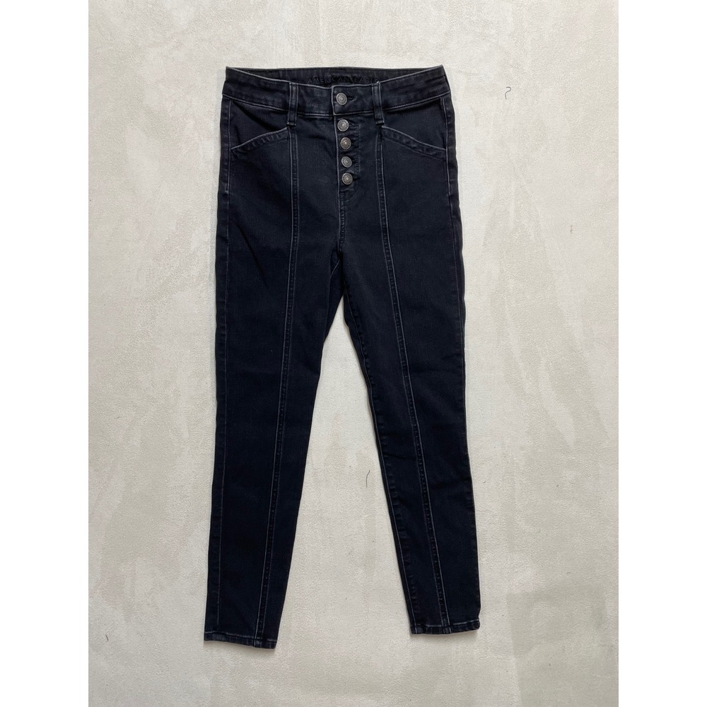 American Eagle The Dream Jean Womens 4 X-Short Black High Rise Button Fly Skinny